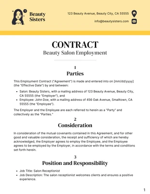 premium  Template: Beauty Salon Employment Contract Template