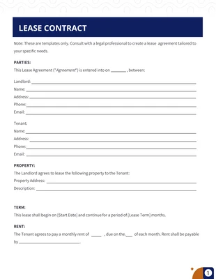 Free  Template: Modern Lease Contract Template