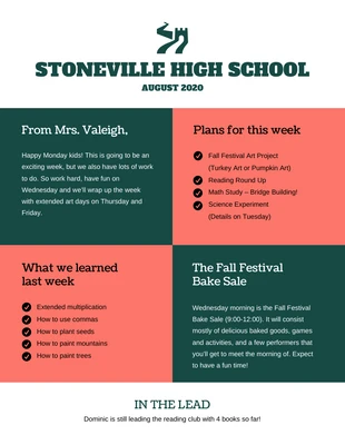 Free  Template: Grid High School Newsletter Template