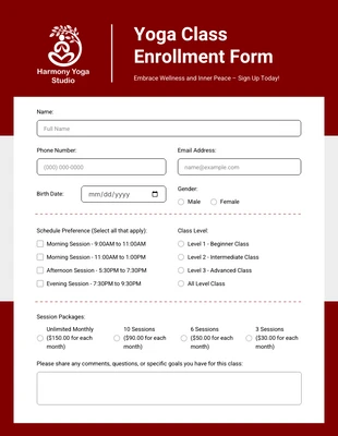 business interactive Template: Maroon and Gray Minimalist Enrollment Forms