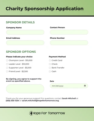 Free interactive Template: Gradient Green And Black Simple Sponsorship Form