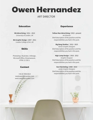 Free  Template: Corporate Art Director Resume Template