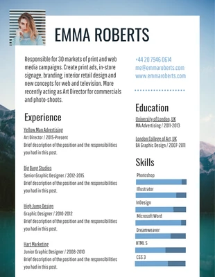 Free  Template: Digital Photography CV Resume Template