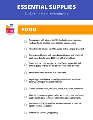 Free interactive Template: Essential Supplies Checklist Template