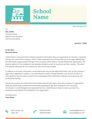 Free  Template: Pastel Color Minimalist School Letterhead Template