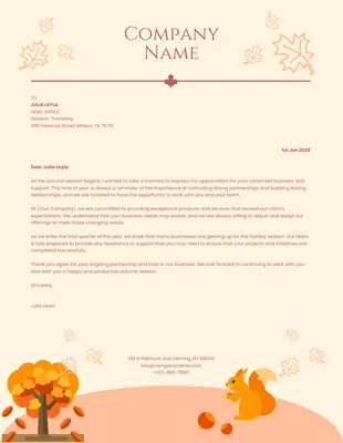 Free  Template: Beige And Light Orange Modern Illustration Business Autumn Letterhead