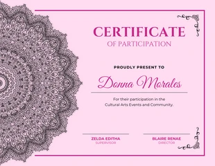 premium  Template: Light Pink Playful Participation Certificate Template