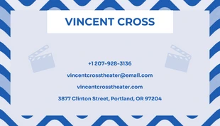 Blue And White Modern Wave Pattern Actor Business Card - Page 2