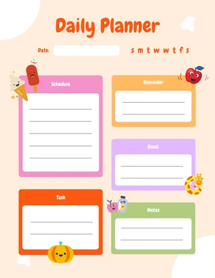 Free  Template: Multicolor Daily Planner Template