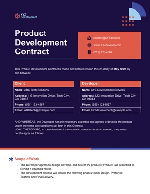 business  Template: Product Development Contract Template