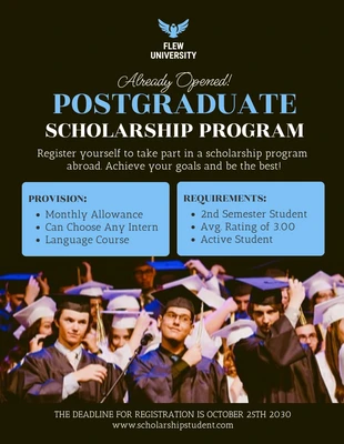 Free  Template: Postgraduate Scholarship Program Flyer Template