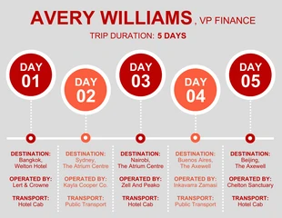 Free  Template: Red Business Itinerary Template