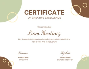 premium  Template: Brown Green Certificate of Creative Excellence Template