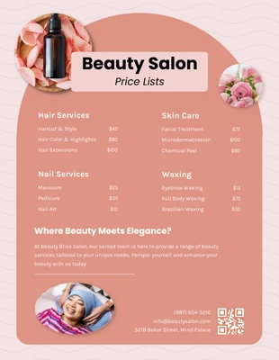 business  Template: Pink Peach Beauty Salon Price List Template