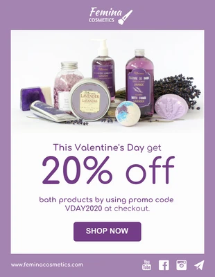 Free  Template: Cosmetics Brand Valentine's Day Email Newsletter Template