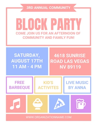 Free  Template: Block Party Flyer Template