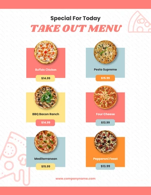 Free  Template: Elegant Orange Minimalist Take Out Menus