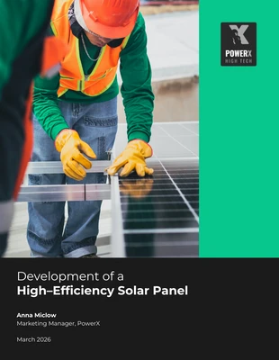 business  Template: Black Green Solar Panel White Paper Template