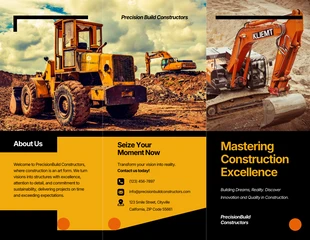 Free  Template: Black Yellow Orange Construction Brochure Template