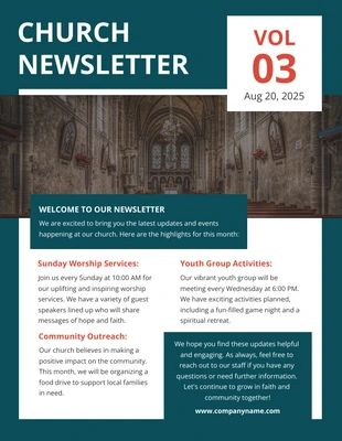 Free  Template: Green Church Newsletter Template