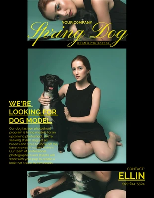 Free  Template: Balck Looking for Dog Model Poster