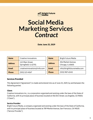 Free  Template: Social Media Consultant Contract Template