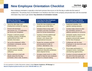 premium interactive Template: New Employee Orientation Key Elements Checklist Template