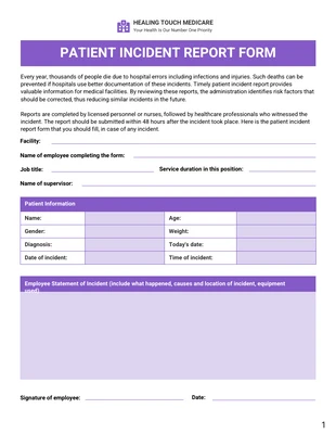 premium  Template: Patient Fall Incident Report Example Template