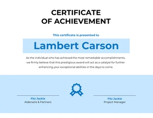 Free  Template: Simple Professional Certificate of Achievement Template