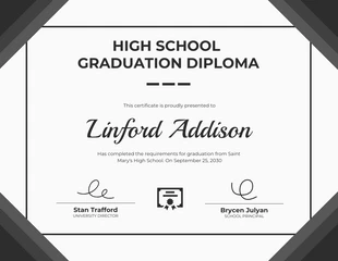 Free  Template: High School Graduation Diploma Certificate Template