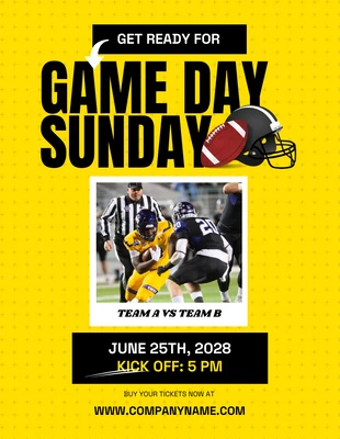 Free  Template: Yellow and Black Football Match Poster