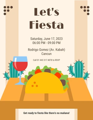 Free  Template: Beige Modern Playful Illustration Celebrate Fiesta Invitation