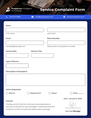 premium  Template: Service Complaint Form Template