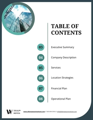 premium  Template: Business Plan Table of Contents Template