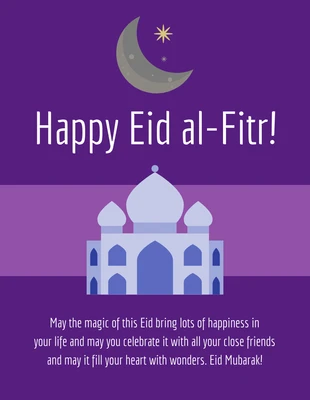 Free  Template: Purple Happy Eid al-fitr Holiday Card