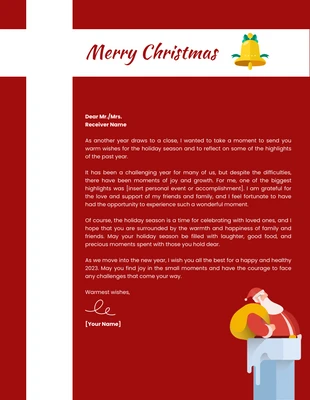 Free  Template: Red And White Simple Illustration Merry Christmas Letterhead Template