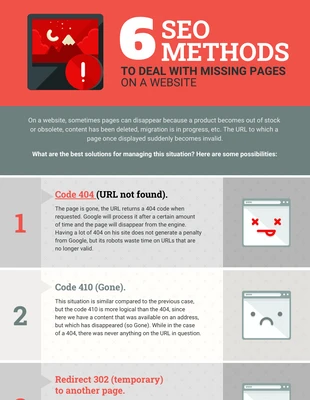 business  Template: 6 SEO Methods for Missing Pages Infographic Template