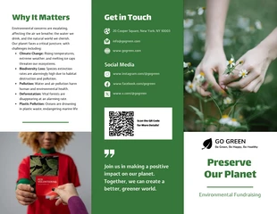 Free interactive Template: Green White Minimalist Environmental Fundraising Tri-fold Brochure