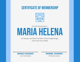 Free  Template: White Blue Monochrome Membership Certificate Template