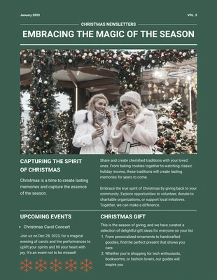 Free  Template: Green Modern Christmas Memories Newsletter Template