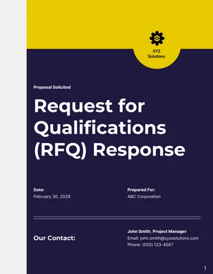 Free  Template: Request for Qualifications Response Proposal Template