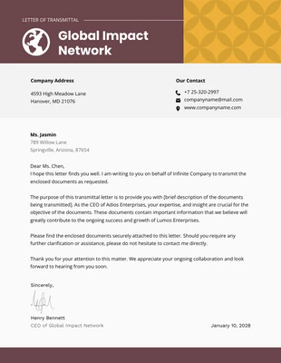 Free  Template: Brown and yellow pattern Transmittal Letter