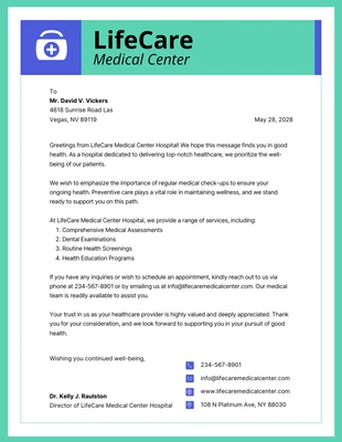 Free  Template: Modern Fun Cyan Purple Hospital Letterhead