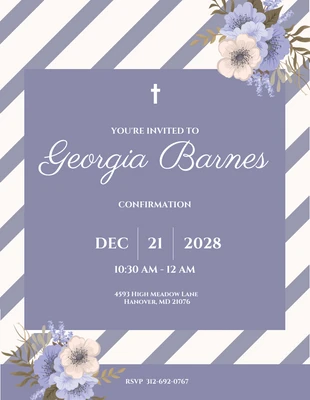 Free  Template: Floral Purple Confirmation Invitation