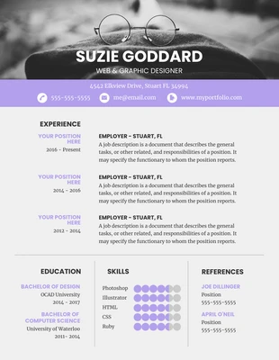 premium  Template: Modern Purple Website Designer Resume Template