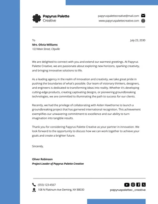 Free  Template: Minimalist White and Blue Creative Letterhead