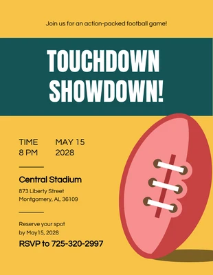 Free  Template: Yellow Cyan Football Invitation