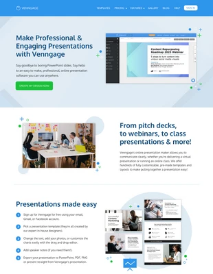 business  Template: Tech Presentation Landing Page Wireframe Template