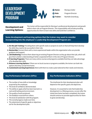 Free  Template: Leadership Development Program Outline Plan Template