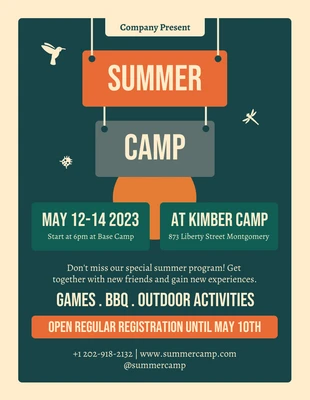 Free  Template: Blue Dianne Summer Camp Flyer Template